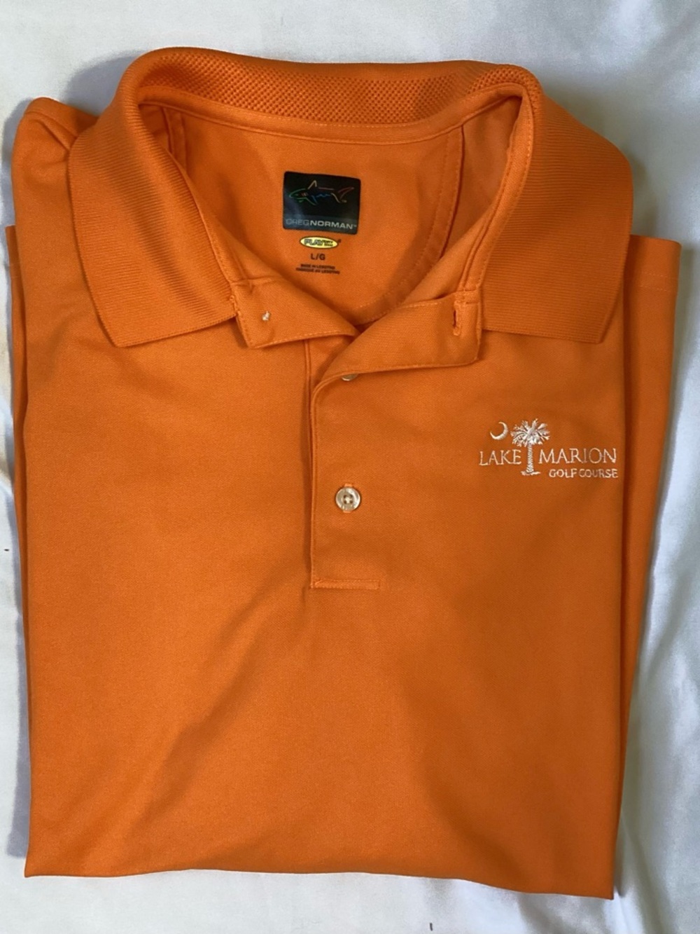 Greg Norman Lake Marion Golf Course Orange Men’s Polo Golf Shirt Size L
